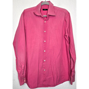 Hugo Boss Shirt Mens Bright Pink Button Up Long Sleeve Casual Preppy Beach 16/41